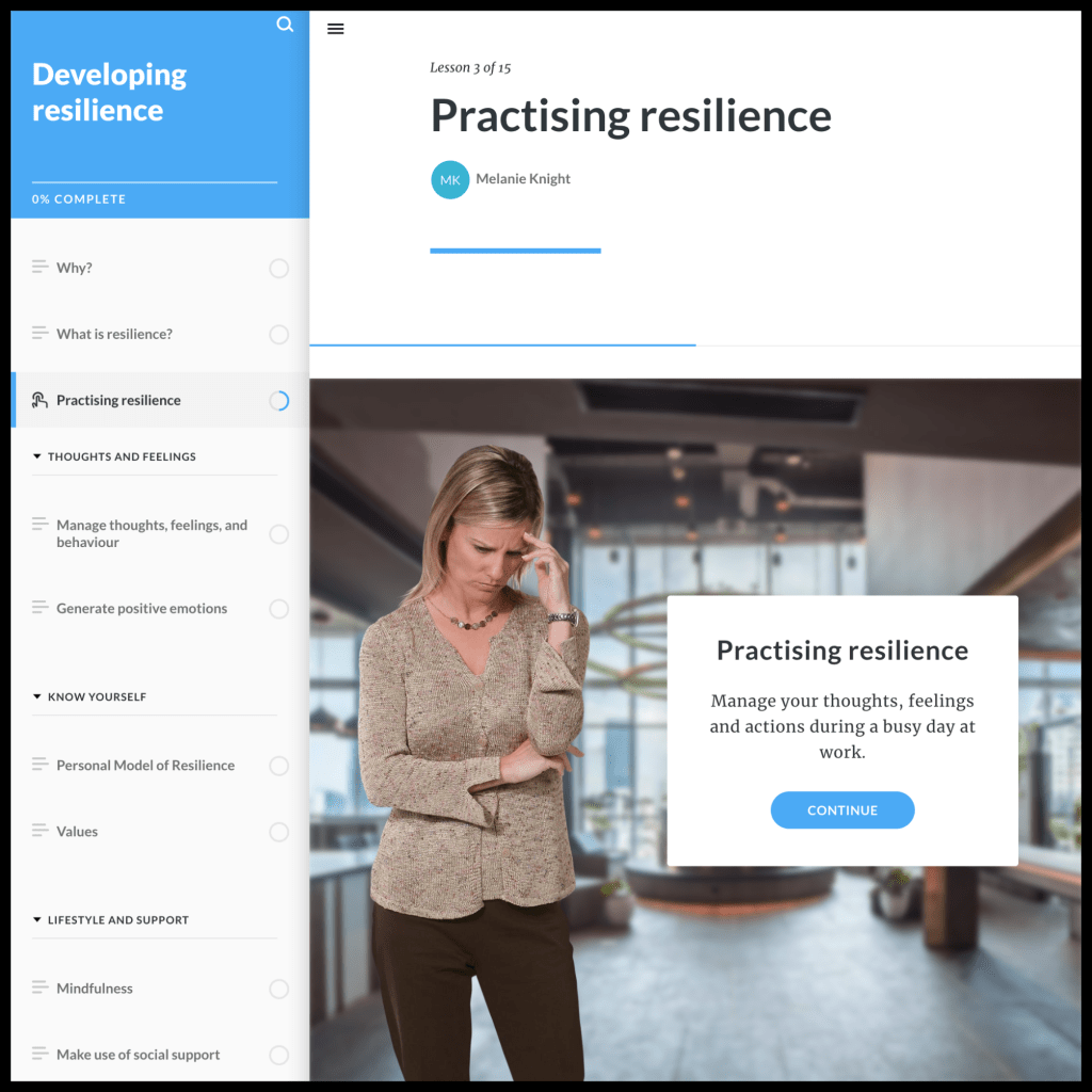 Screenshot showing the introduction to a scenario.