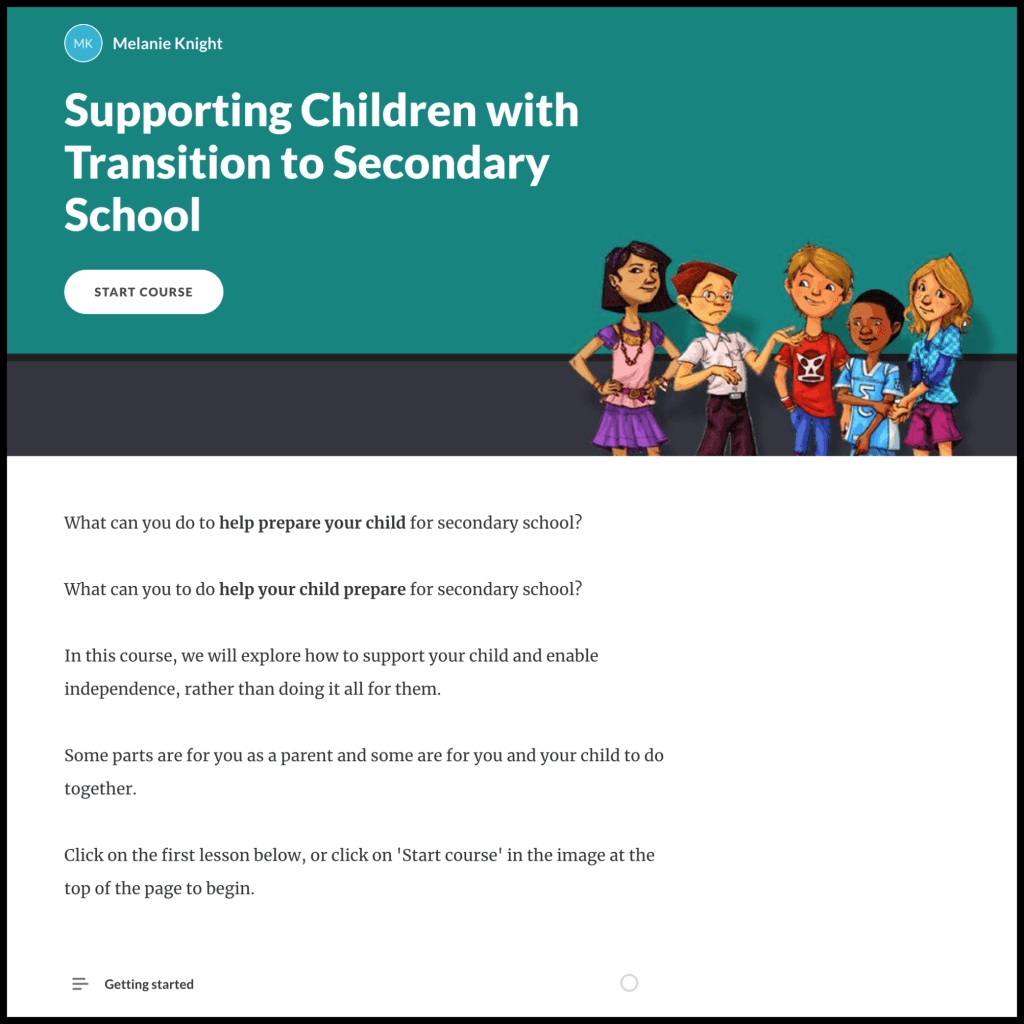 Screenshot showing the title page of the course.